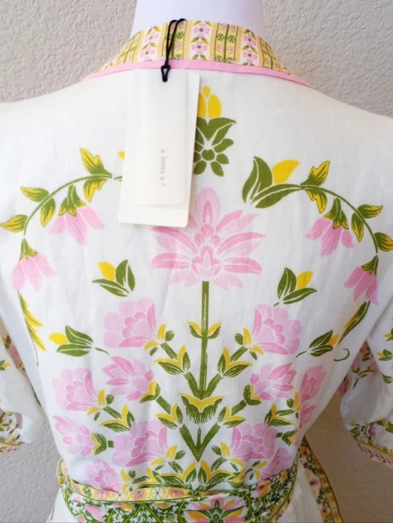 A Loves A linen blend floral belted puff sleeve dress - Picture 9 of 12